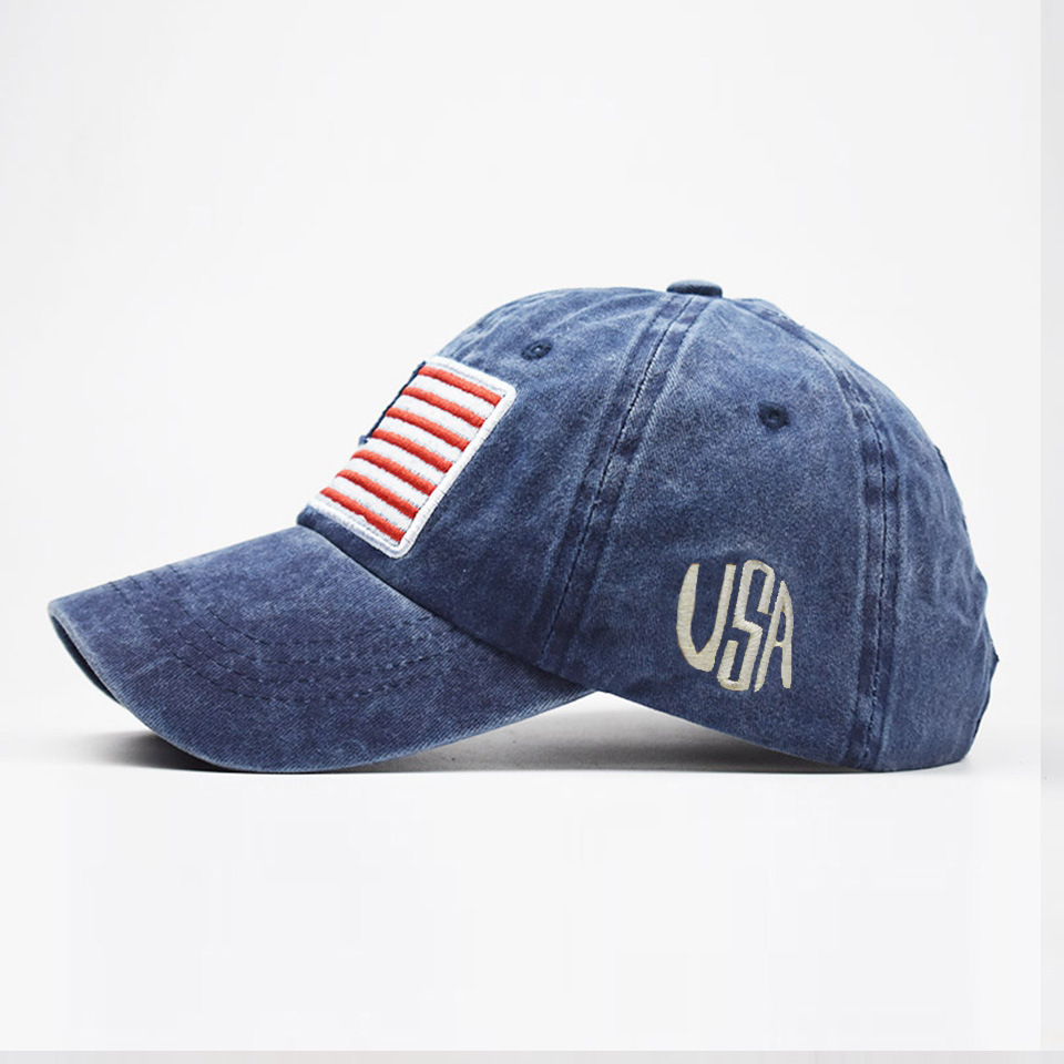 Men's Basic American Flag Embroidery Crimping Curved Eaves Baseball Cap display picture 2