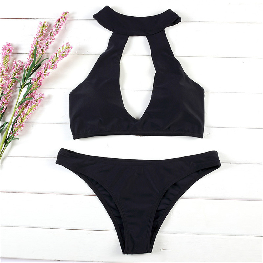 2022 Export New Bikini Split Large Size Push-Up Swimsuit Bikini Cut Out Halter Sexy Swimsuit Ebay