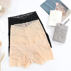 Sexy lace high-waisted safety pants for women, no need to wear underwear, plus size waist-cinching leggings, anti-slip, outerwear shorts