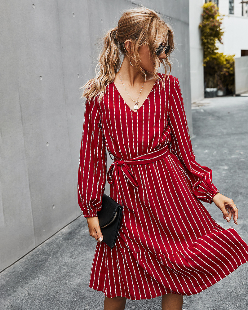 autumn 2020 simple striped dress for women NSKA215