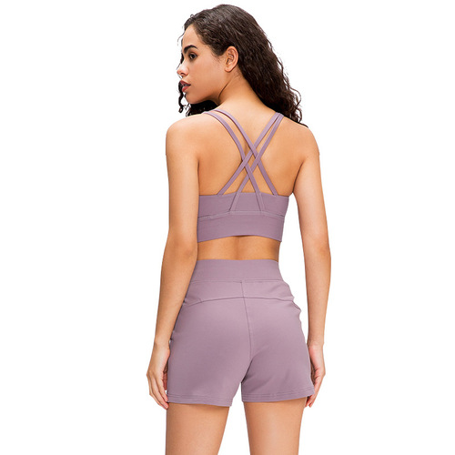 Cross-border new style nude sports bra for women with cross-shoulder straps, beautiful back, yoga running, fitness sports bra bra