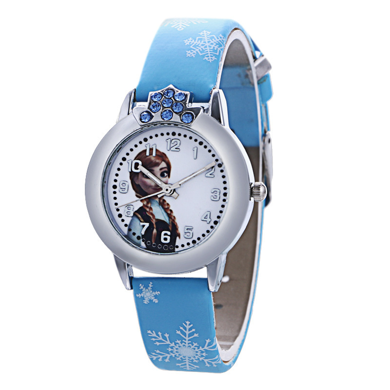 白雪公主皮带石英表 镶钻时尚手表 冰雪奇缘学生儿童时装手表批发