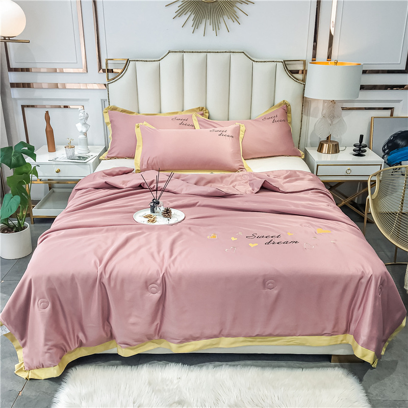 春夏莫代尔天丝绣花夏凉被 可水洗机洗空调被芯盖毯 礼品团购代发