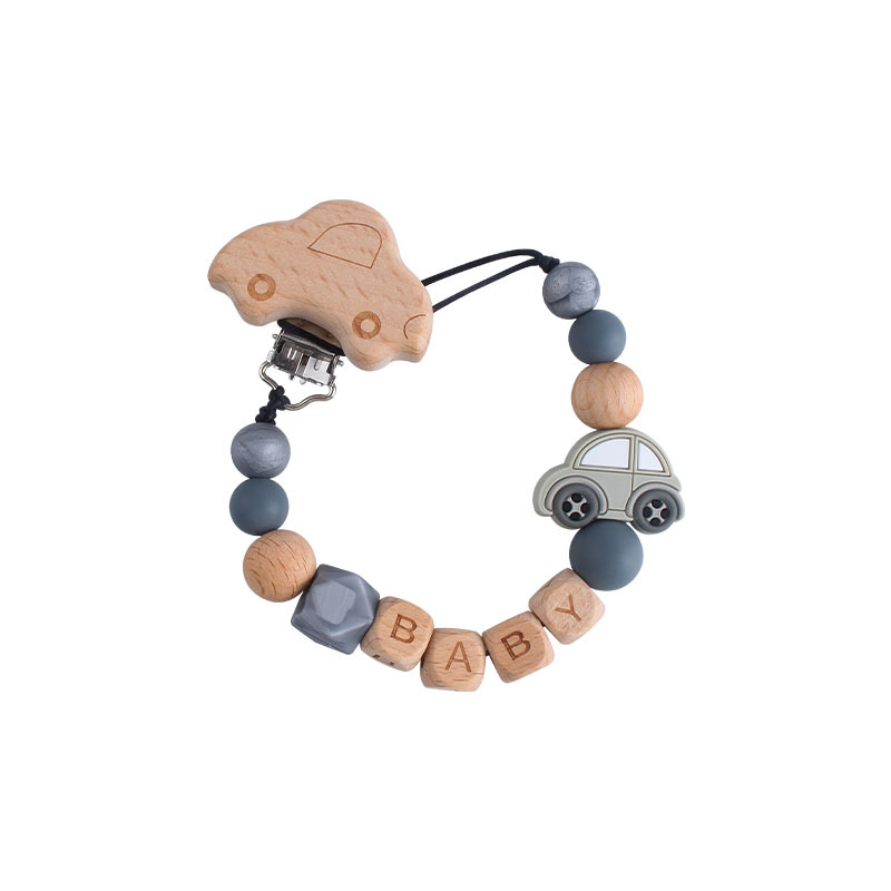 Nueva haya coche chupete clip DIY creativo de dibujos animados de silicona coche bebé nombre chupete cadena