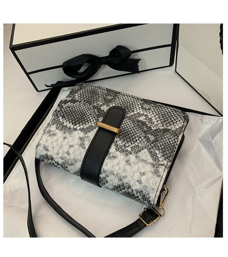 New Fashion All-match Retro Snakeskin Pattern Chain Small Square Bag display picture 7