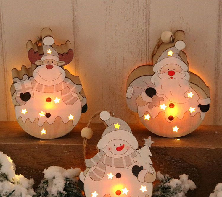 Christmas Wooden Luminous Pendant Santa Claus Tree Pendant display picture 12