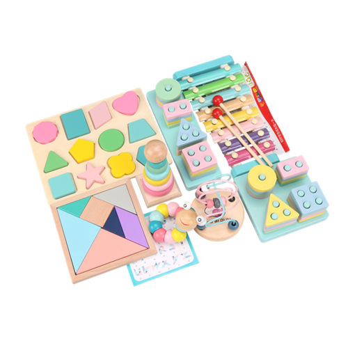 Wholesale baby early education toys, bead-wrapped children's package, building blocks, column, piano, twister, baby educational gift