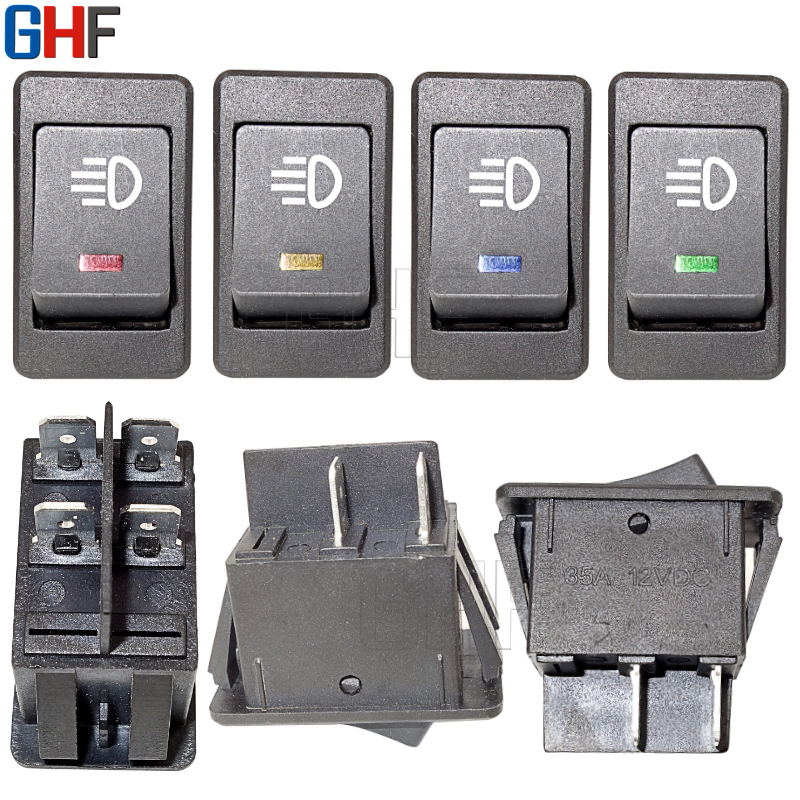 厂家特价直销ASW-17D汽车改装雾灯开关 12v35A带LED灯船型开关