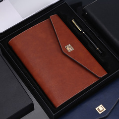 2021復古商務活頁筆記本套裝三折記錄本仿皮記事本子印logo