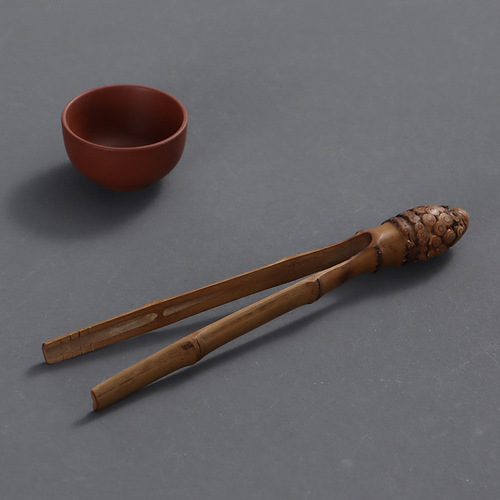 Handmade old coal-made bamboo tea clips, Mei Fei bamboo anti-scalding cup clips, bamboo tweezers, Kung Fu tea set accessories, tea ceremony six gentlemen