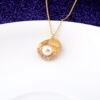 Necklace, small design chain for key bag  from pearl, 18 carat, internet celebrity, trend of season