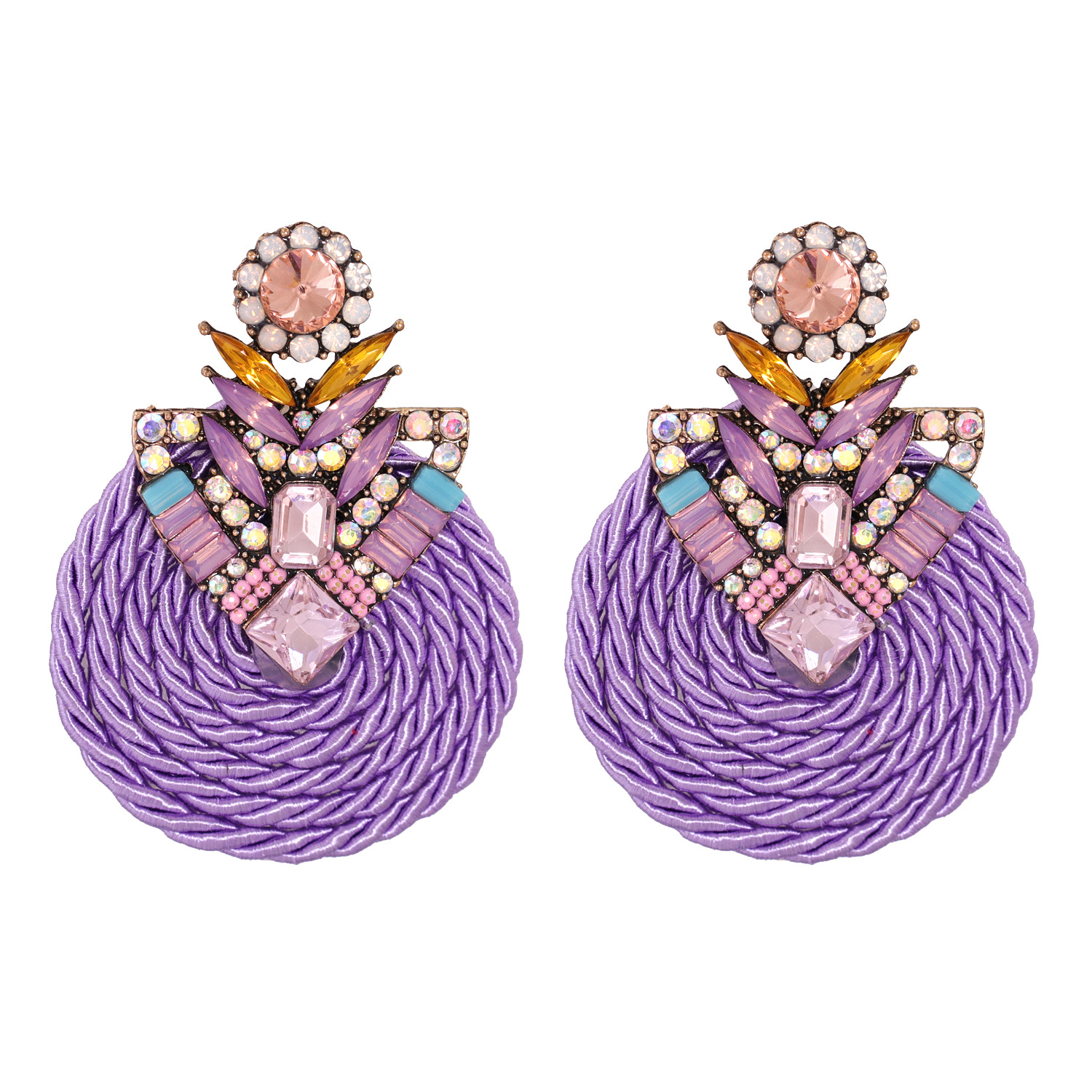 Fashion Rhinestone Round Earrings display picture 5