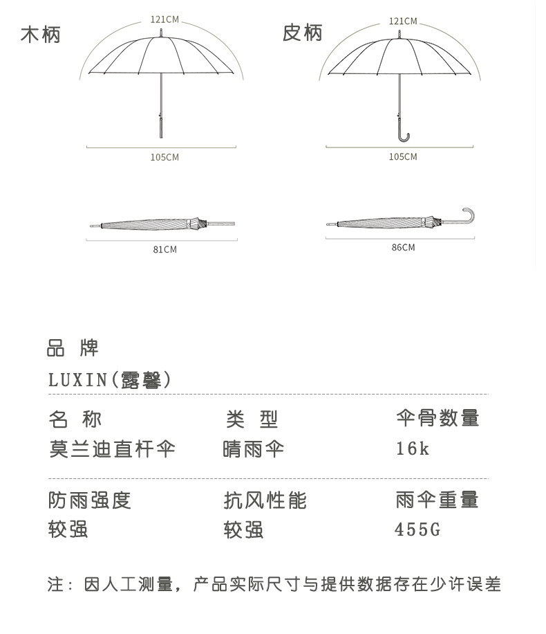 新款创意16骨弯柄纯色长柄伞 小清新抗风长柄雨伞印logo广告伞详情43