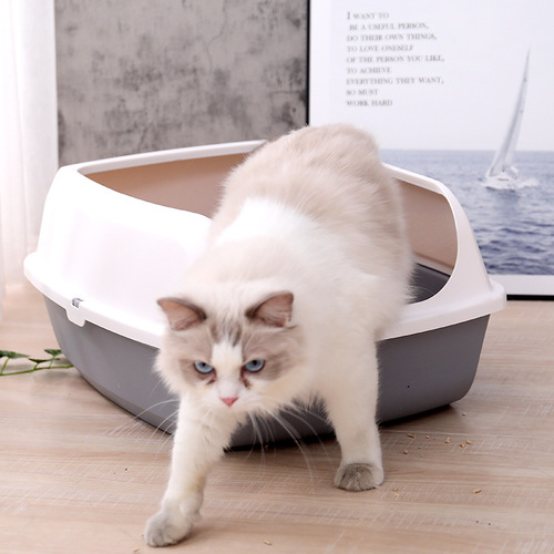 Cat litter box, cat toilet, large and small, deodorizing and splash-proof kitten litter box, semi-enclosed cat litter box