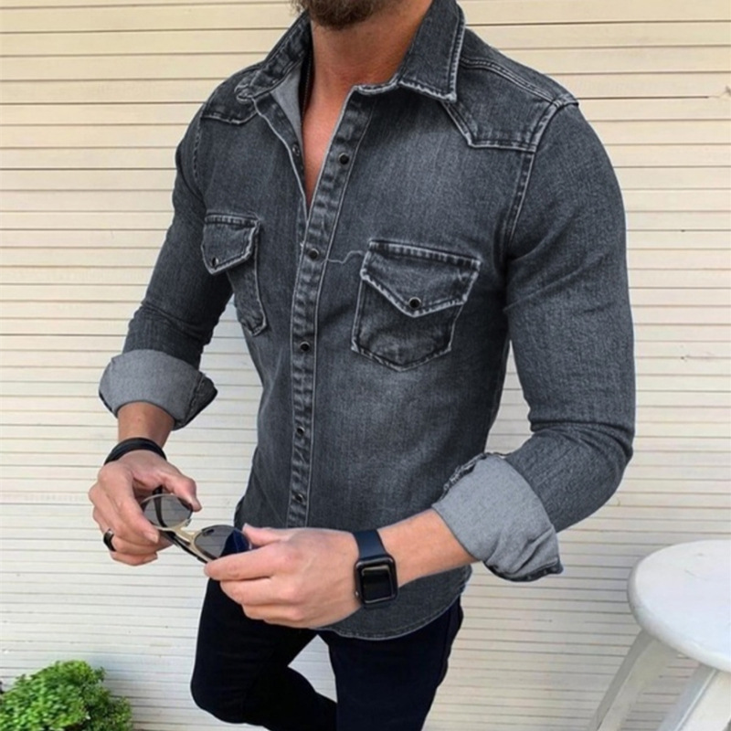 Men's Autumn Winter Button Solid Color Vintage Denim Jacket Tops Blouse Coat Casacos De Inverno Masculino Men's Jacket_voghion.com