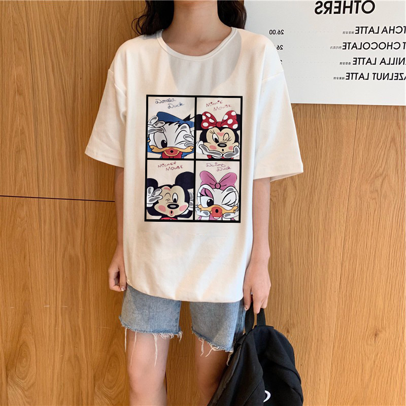 Korean Edition Easy Short sleeved 2020 Summer wear Couples dress Cartoon printing Mickey student T-shirt Ultra-fire T-shirt