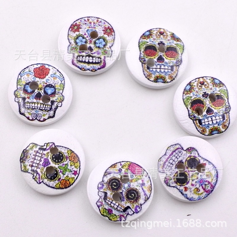 15mm fondo blanco pintado de madera botones decorativos de madera impreso flores y plantas, botones de rayas a cuadros 100 un paquete