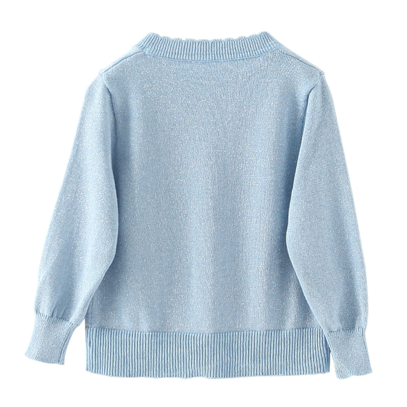 Verano nuevo estilo coreano de los niños oro y plata línea color sólido fino protector solar aire acondicionado camisa niñas punto cardigan al por mayor