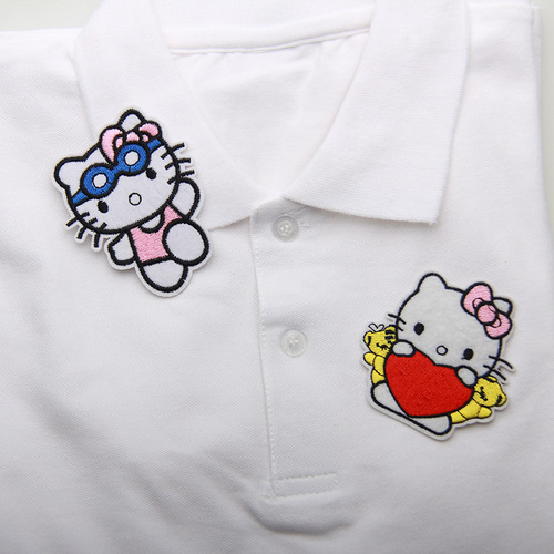 kt cat girls embroidery cloth patch size cartoon fashion all-match clothes adhesive back ironing