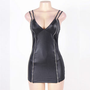 product - wholesale Faux Leather Slip Nightdress Plus Size Sexy Dress - 8