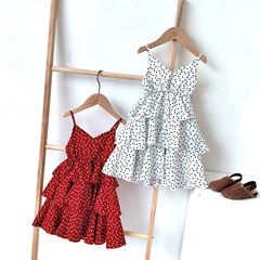 女童波點連衣裙2020新款夏裝女寶寶洋氣吊帶裙雪紡蛋糕裙兒童裙子