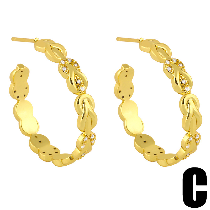 Aretes Retro Con Diamantes En Forma De C display picture 5