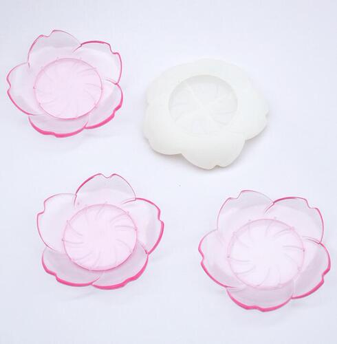 DIY crystal resin mirror 3D petal flower dish plate silicone mold desktop storage box