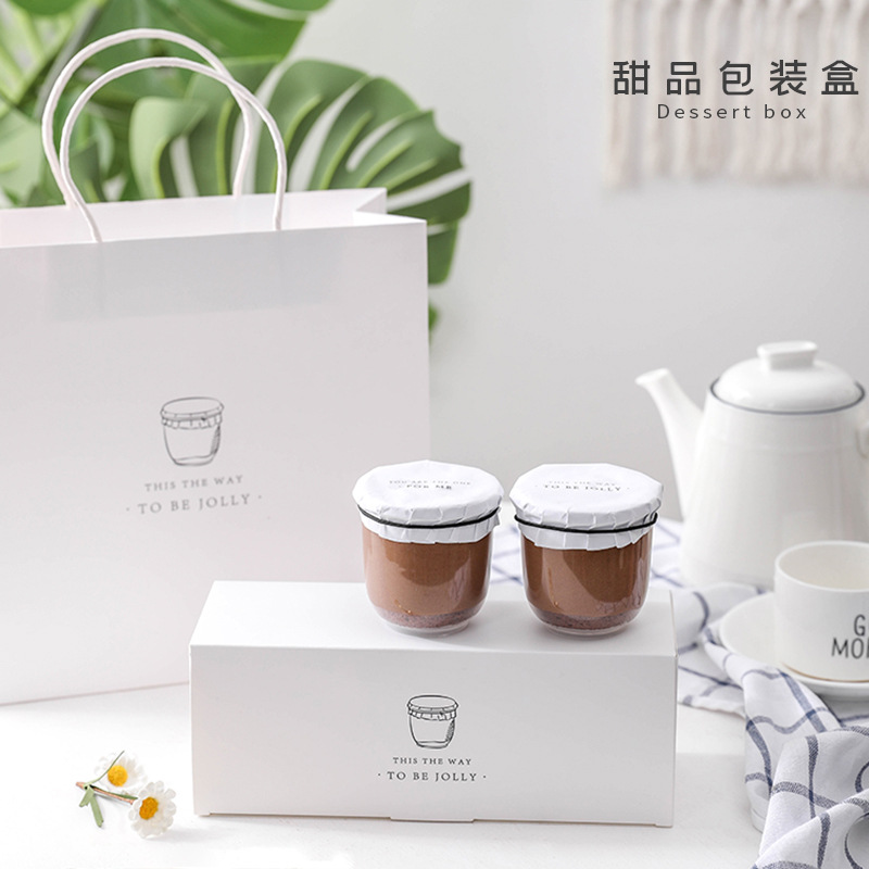 ins风白色布丁杯包装盒酸奶焦糖见描述见描述见描述罐盒子一次性