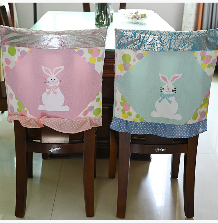 Haobei New Easter Decoration Supplies Easter Chair Cover Chair Cover Rabbit Chair Cover Chair Cushion Case display picture 6