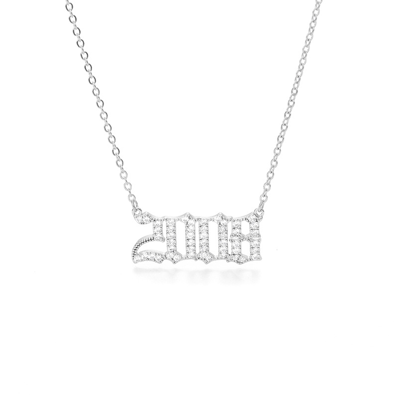 Fashion Simple Year Number Pendant Necklace display picture 14