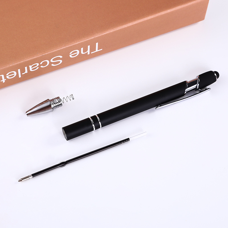 Pluma publicitaria de suministro directo de fábrica Bolígrafo de metal Letras personalizadas logotipo pantalla táctil bolígrafo alúmina pluma de aceite medio