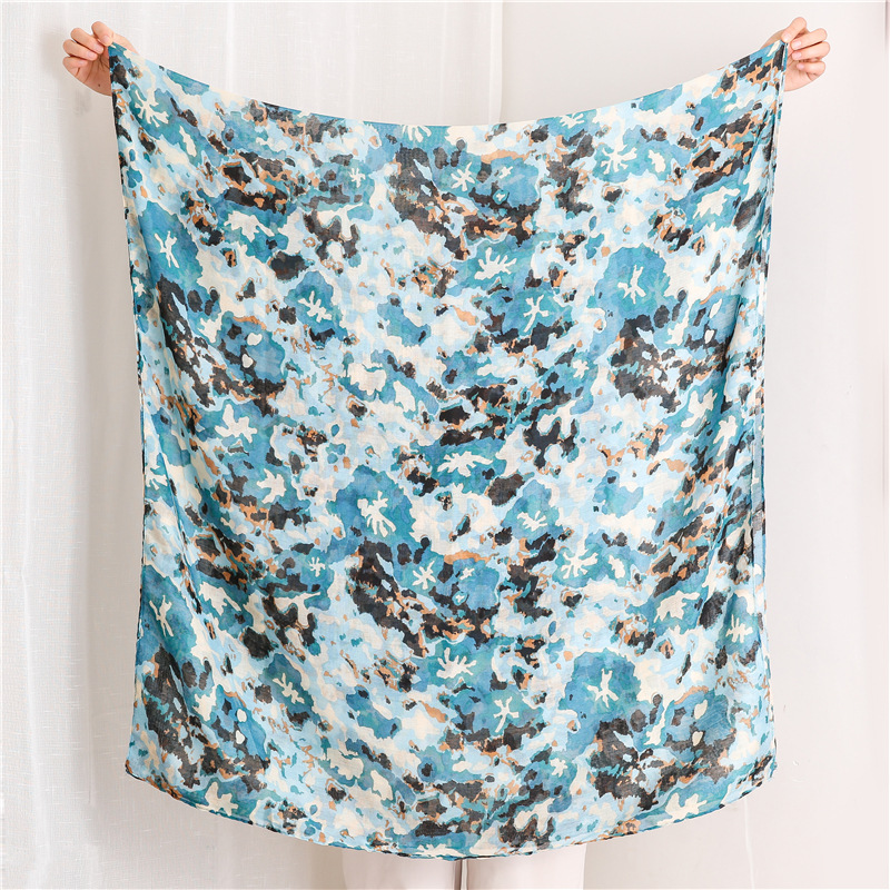 Spring And Summer Thin Camouflage Geometric Scarf display picture 2