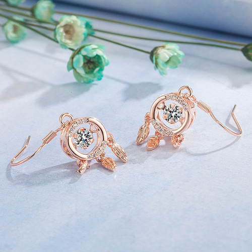 Japanese and Korean version of the forest style literary and artistic dream catcher earrings for women, dream catcher ear hooks, literary and artistic Internet celebrity earrings and earrings