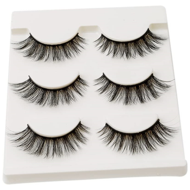 3 pairs of synthetic false eyelashes thi...