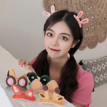 韓國簡約風少女甜美毛線卡通動物立體夾子網紅可愛頂夾邊夾發卡