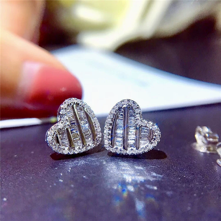 Универсальные серьги, маленькие свежие zirconium сердце, сердце-форма