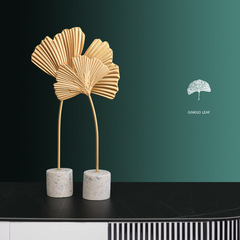 北歐輕奢創意客廳玄關銀杏葉酒櫃裝飾品擺件家居樣板房桌面小擺設