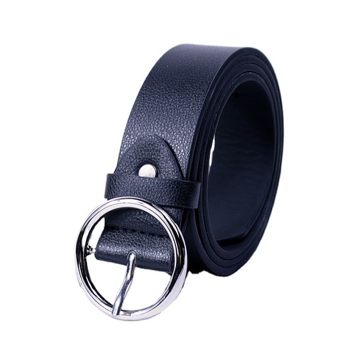 Korean Magazine Street Photo Trendy and Versatile Item Simple Round Metal Belt Women's Wide Pin Buckle Belt for Women
