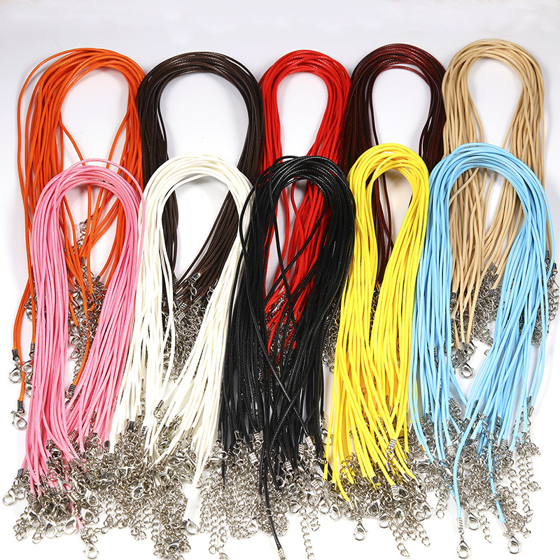 220g Weight Rope Jewelry Making Type 45+5cm Jewelry Making Size DIY Jewelry Accessories Classification 100 PCS/Package Quantity Wax rope Material Solid Color Pattern Plating Design Retro Style 100 PCS/Package 45+5cm Wax Rope Solid Color Rope 无