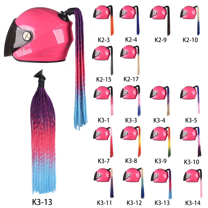 新款頭盔髒辮 頭盔辮子摩托車頭盔裝飾個性頭盔假發尾巴 廠家現貨