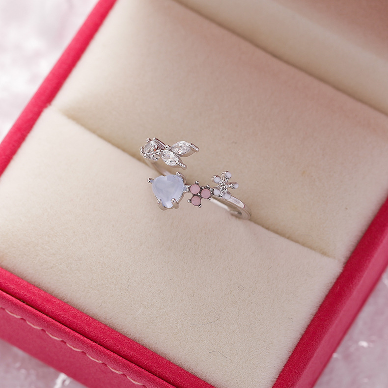 Korea fashion diamond crystal zircon flower ring micro inlaid sweet wild love flower ring wholesale nihaojewelrypicture22