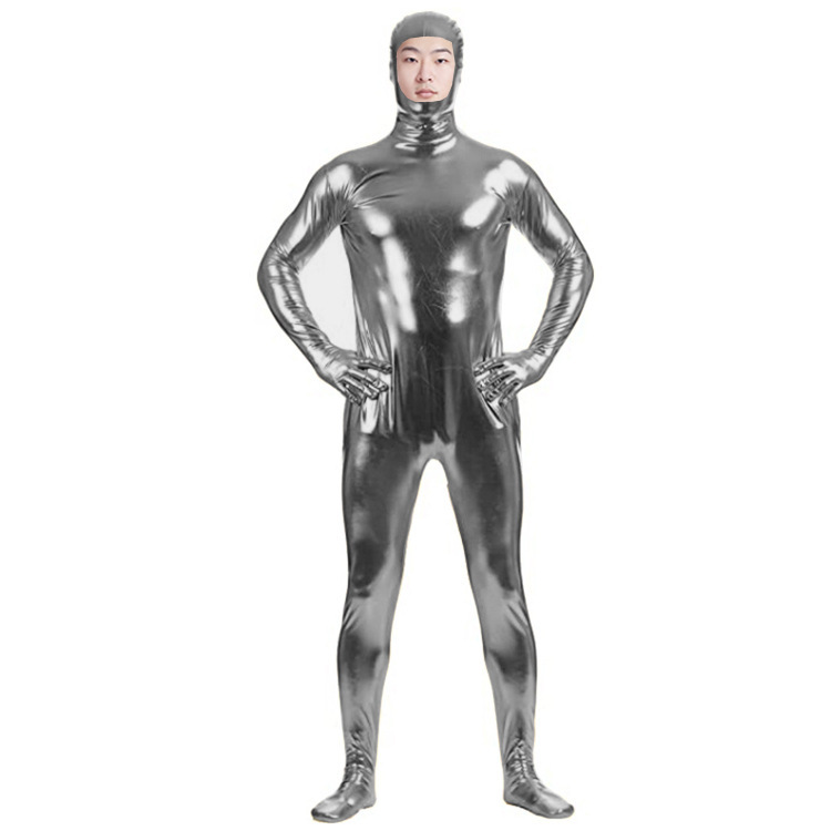 アニメの舞台の出演服のコスプレの男性は全部顔を開けてゴムのレオタードのzentaiアマゾンを塗って爆発します。|undefined