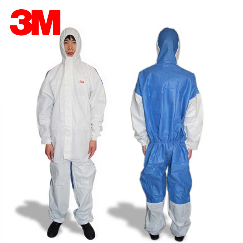 3M4535蓝色防护服防尘无尘衣服连体服白色透气化学实验室工作服