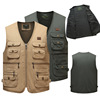 summer Army green zipper Vest Multiple pockets Cardigan dad Large Vest middle age leisure time Four seasons vest 201