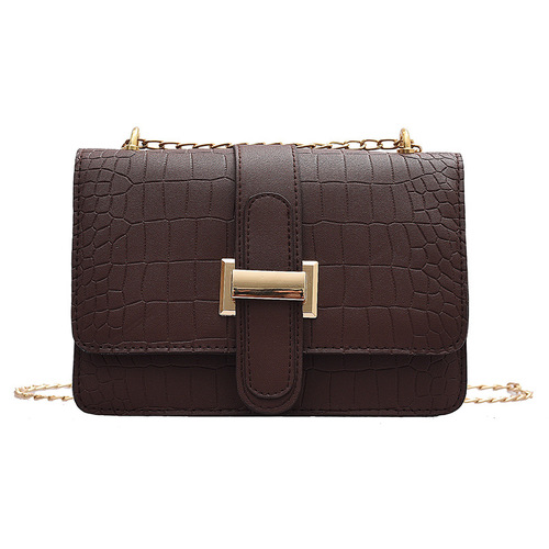 Bags Women's Shoulder Bag Stone Pattern Crossbody Bag Women's Bag 2020 Autumn New Embossed Solid Color Small Square Bag Cross-Border Wholesale