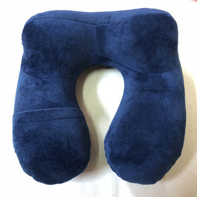 亞馬遜速賣通跨境充氣枕旅行枕按壓便攜枕頭飛機枕旅行充氣枕頭