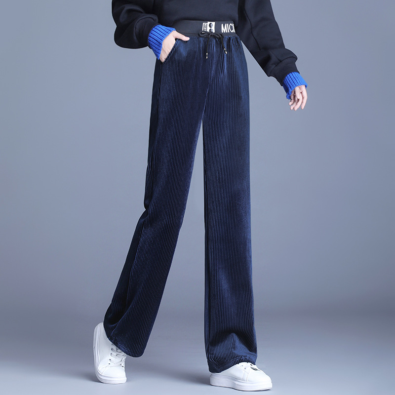 一件代发 202秋冬新款女阔腿裤韩版宽松高腰纽扣宽松垂感长裤学生|ru