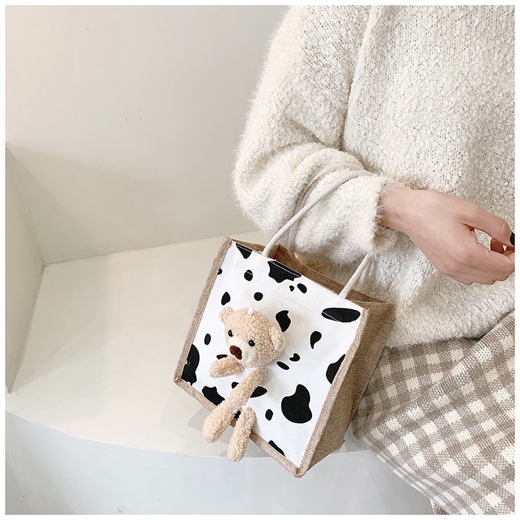 Wholesale 2020 new Instagram winter cute bear Japanese women's bags, cartoon student fashion hand-held trendy fabric bags undefined