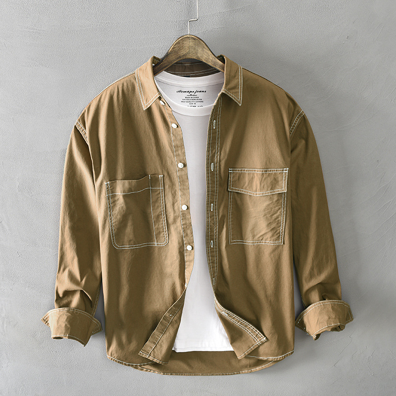 Z123秋冬新款男士休闲长袖棉衬衫外套一件代发