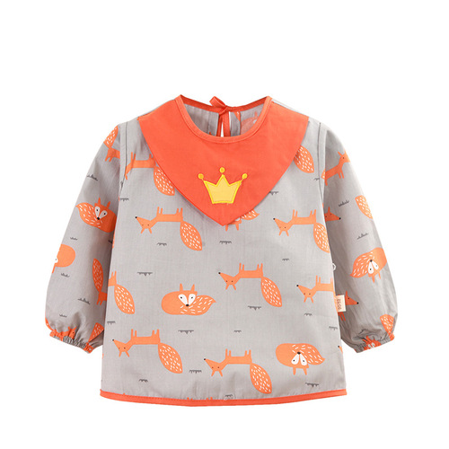 Baby overall spring and autumn pure cotton waterproof thin children's eating coat for boys apron for girls reverse dress baby bib